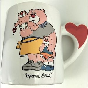 Love Mug Inc. The Love Mug " Mama Bear" 1984 Roberto Heart Handle Two Kids 10oz